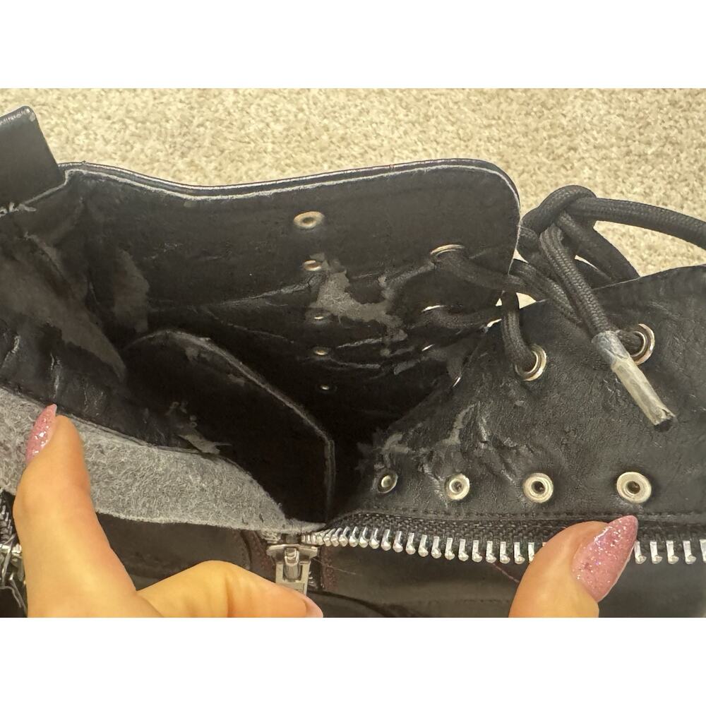 Demonia Assault-100 Black Vegan Platform Combat Boots Side Zip Up Goth Size 8 - Picture 11 of 12